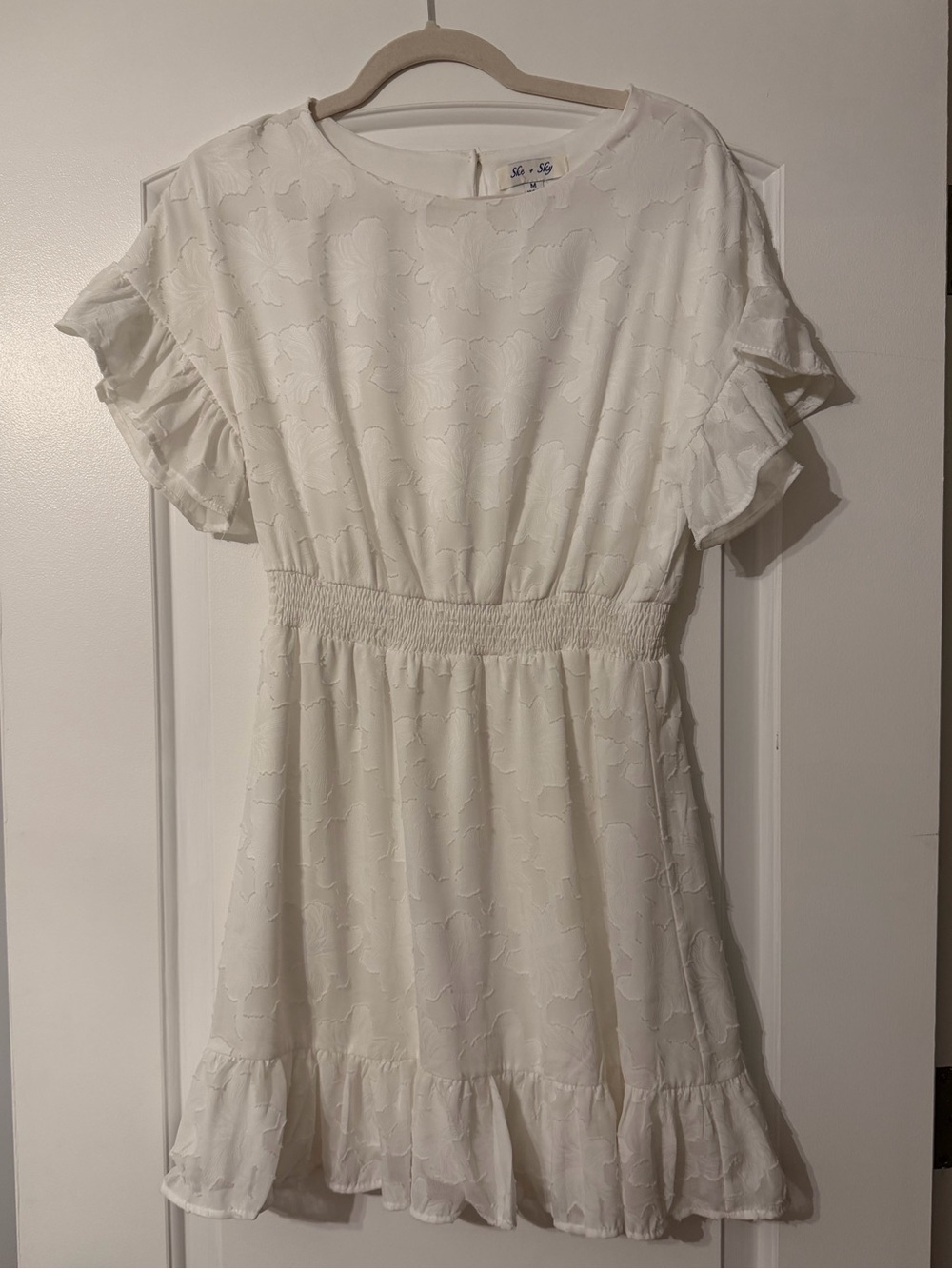 White Ruffle floral Dress